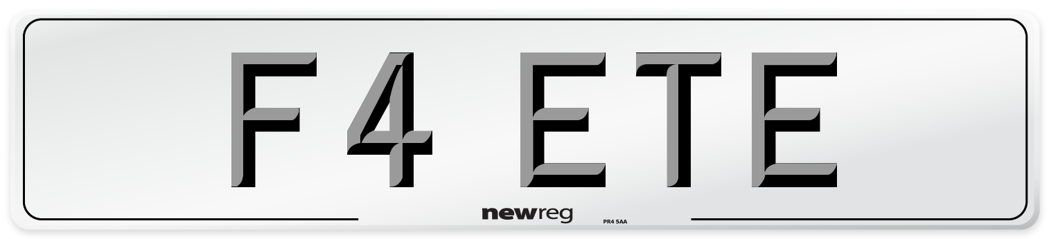F4 ETE Number Plate from New Reg